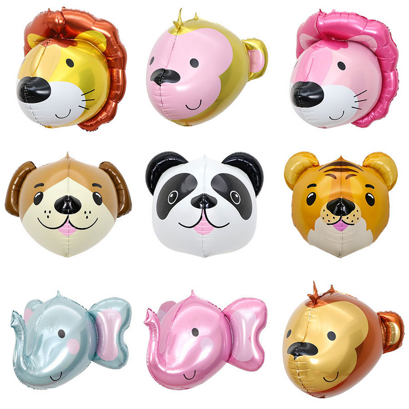 1PC 4D Tigru Gigant Elefant Leu Panda Baloane din folie Baloane cu animale Decoratiuni pentru petrecerea de aniversare pentru copii Balon Baiat Jucarii pentru copii