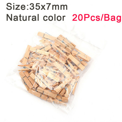 25/30/35/45 mm Krāsainas koka saspraudes Dabīga koka Skavas Attēlu saspraudes Mini apģērbu piespraudes DIY fotopapīra knaģītim drēbju spraudeņiem