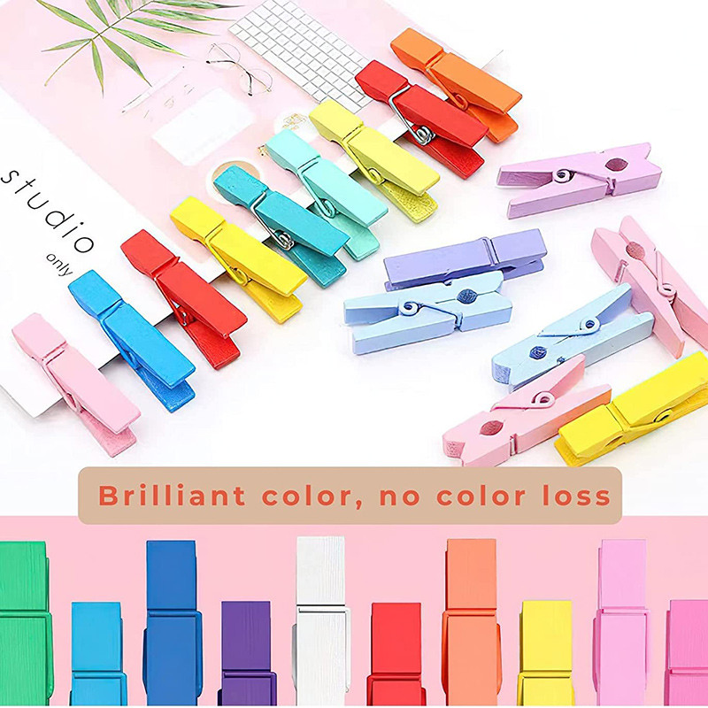 25/30/35/45 mm Krāsainas koka saspraudes Dabīga koka Skavas Attēlu saspraudes Mini apģērbu piespraudes DIY fotopapīra knaģītim drēbju spraudeņiem