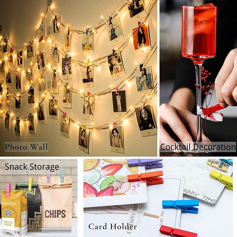 25/30/35/45 mm Krāsainas koka saspraudes Dabīga koka Skavas Attēlu saspraudes Mini apģērbu piespraudes DIY fotopapīra knaģītim drēbju spraudeņiem