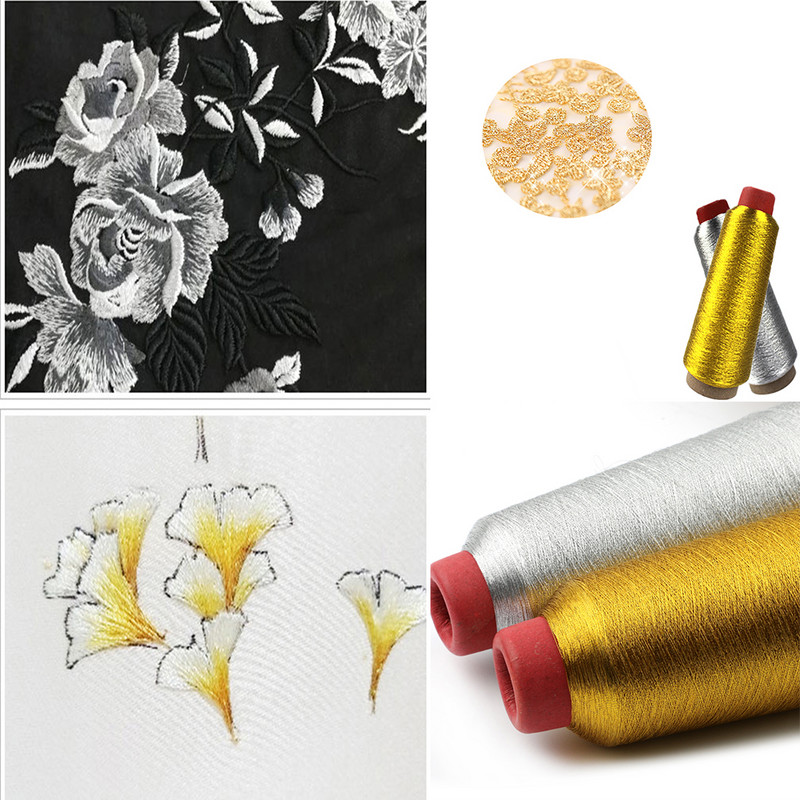3600M kézi fényes selyem arany cérna ezüst cérna számítógépes hímzés keresztszemes selyem cérna barkácsolás arany és ezüst cérna