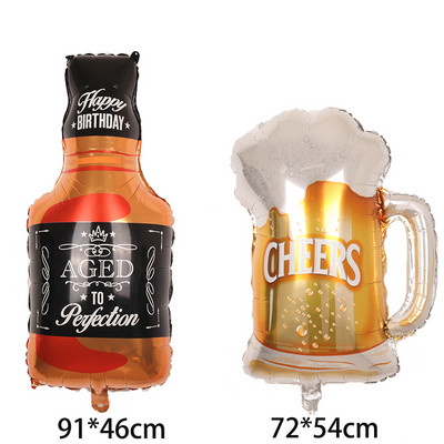 Vyno butelis Vyno stiklas Viskio folijos balionai Alaus tema Gimtadienio dekoravimo balionai Oktoberfest vakarėlio žaislai helio balionas