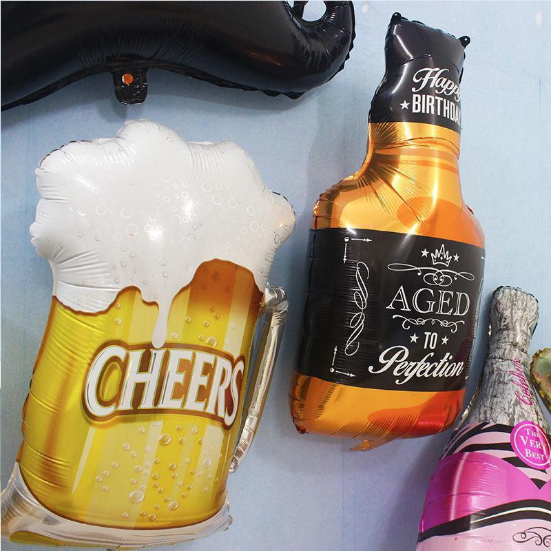 Vyno butelis Vyno stiklas Viskio folijos balionai Alaus tema Gimtadienio dekoravimo balionai Oktoberfest vakarėlio žaislai helio balionas