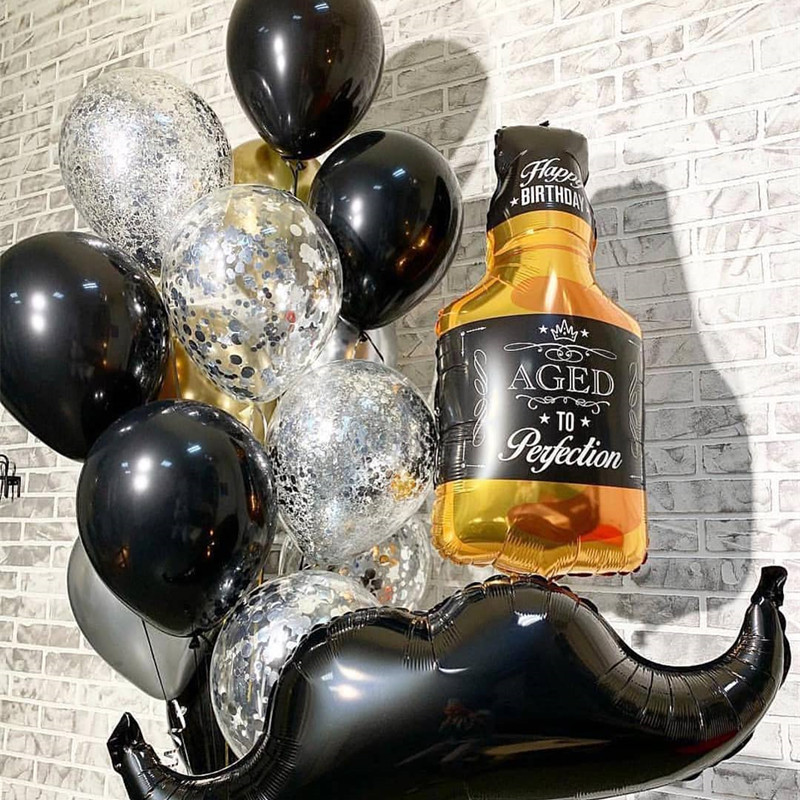 Vyno butelis Vyno stiklas Viskio folijos balionai Alaus tema Gimtadienio dekoravimo balionai Oktoberfest vakarėlio žaislai helio balionas