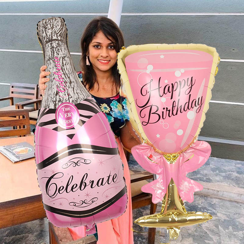 Vyno butelis Vyno stiklas Viskio folijos balionai Alaus tema Gimtadienio dekoravimo balionai Oktoberfest vakarėlio žaislai helio balionas