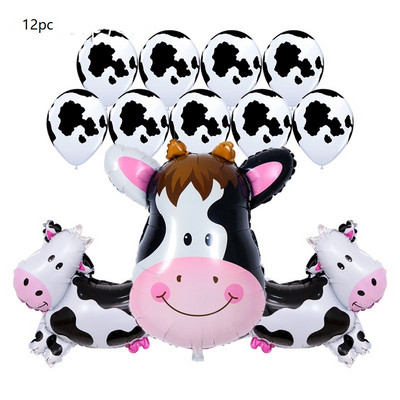 Kravský hliníkový fóliový latexový balón lesná párty téma roztomilé malé zvieracie balóniky dekorácia balónová guľa detské hračky