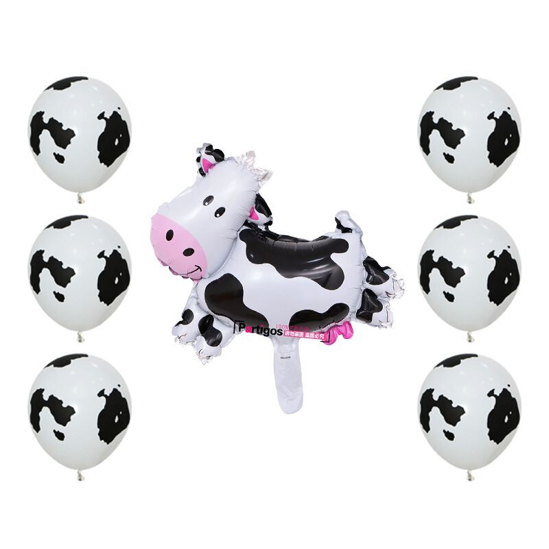 Kravský hliníkový fóliový latexový balón lesná párty téma roztomilé malé zvieracie balóniky dekorácia balónová guľa detské hračky