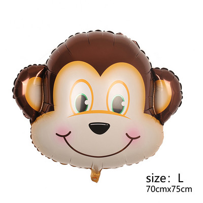 Mini vidēja lieluma dzīvnieka galvas folijas balons džungļu meža lauva pērtiķis žirafe zebra govs mazulis rotaļlieta bērnu dzimšanas dienas ballītes rotājumi