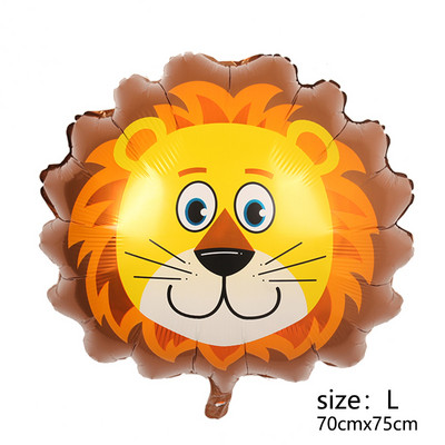 Mini vidēja lieluma dzīvnieka galvas folijas balons džungļu meža lauva pērtiķis žirafe zebra govs mazulis rotaļlieta bērnu dzimšanas dienas ballītes rotājumi