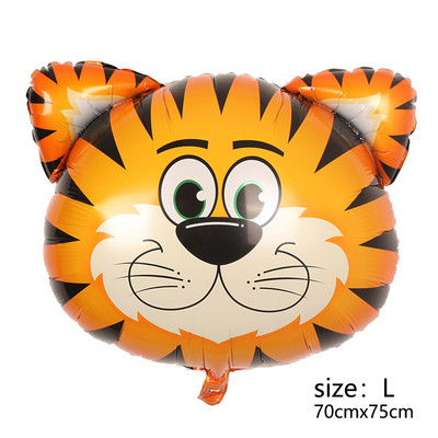 Mini vidēja lieluma dzīvnieka galvas folijas balons džungļu meža lauva pērtiķis žirafe zebra govs mazulis rotaļlieta bērnu dzimšanas dienas ballītes rotājumi