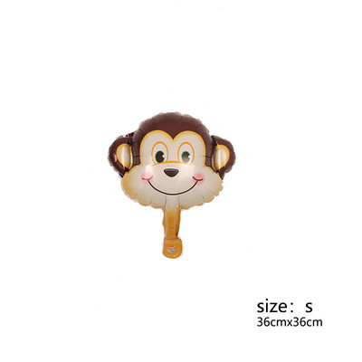 Mini vidēja lieluma dzīvnieka galvas folijas balons džungļu meža lauva pērtiķis žirafe zebra govs mazulis rotaļlieta bērnu dzimšanas dienas ballītes rotājumi