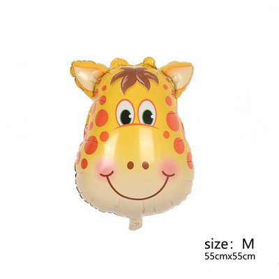 Mini vidēja lieluma dzīvnieka galvas folijas balons džungļu meža lauva pērtiķis žirafe zebra govs mazulis rotaļlieta bērnu dzimšanas dienas ballītes rotājumi