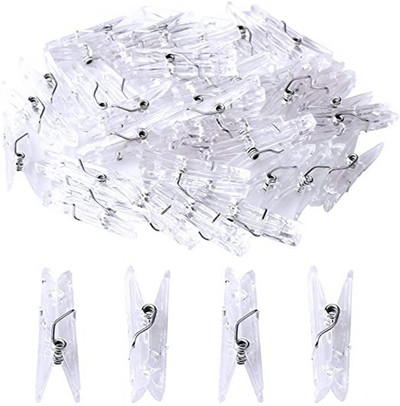 50 ks/balenie 2,5 cm mini priehľadné plastové spony, pružinové štipce na bielizeň, kolíky, šnúrkové svetielka, fotografie, sponky na papier, remeselné dekorácie, svorka