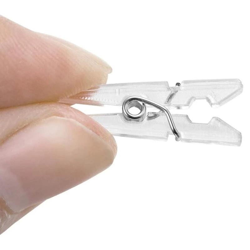 50 ks/balenie 2,5 cm mini priehľadné plastové spony, pružinové štipce na bielizeň, kolíky, šnúrkové svetielka, fotografie, sponky na papier, remeselné dekorácie, svorka