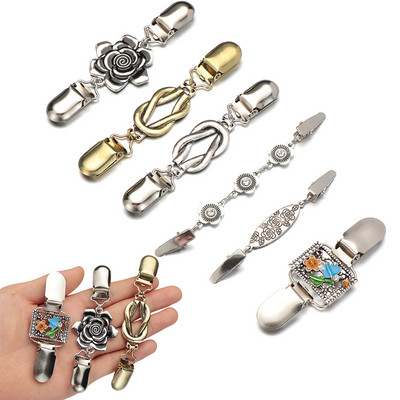 Retro Cardigan Clip Fasteners for Clothes Clothespins Scarf Clip Brooch Sliver Pin Buckle Clip Holder Women Dress Jewelry