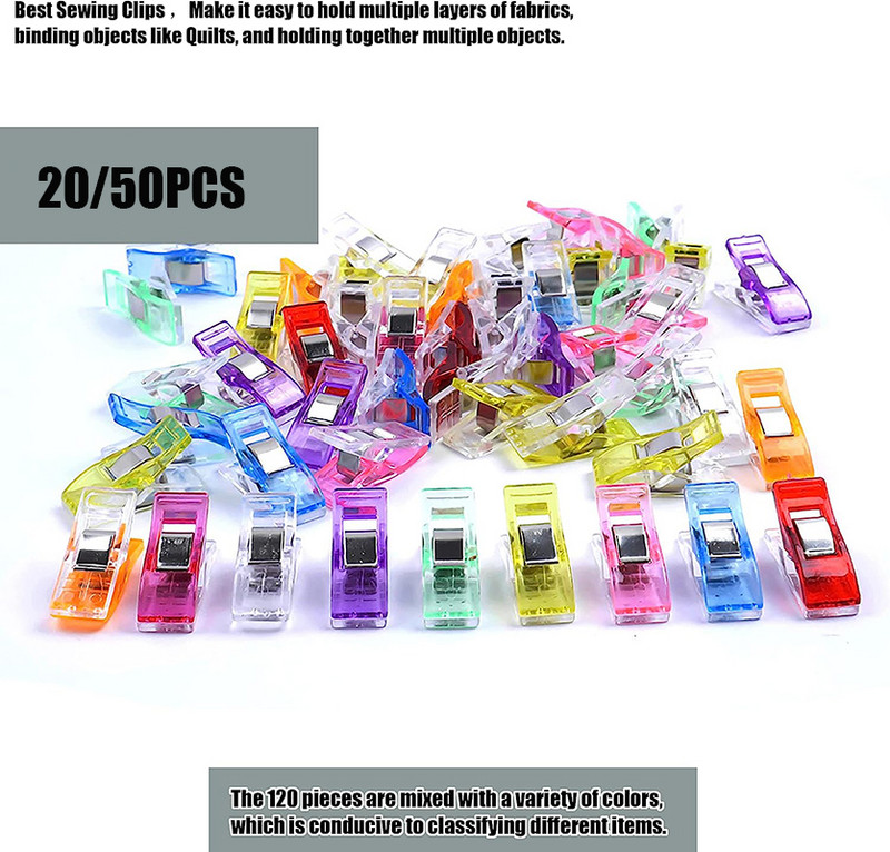 20/50 buc. Cleme de cusut multifuncționale, colorate, cleme de plastic, cleme de matlasare pentru bricolaj, cleme de croșetat și de tricotat.