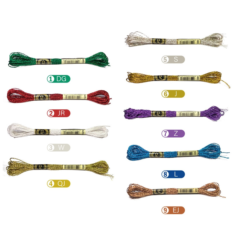 8 meetrit 12 haru värviline metallist niit Käsitsi valmistatud ristpistes juhtmestiku niit Kuldne siidist tikkimisniit