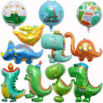 1kom balon od aluminijske folije s crtanim dinosaurom, rođendanska kruna dinosaura, balon s helijem, Baby Shower, dječji rođendanski ukrasi