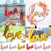 Mīlestības balons Sarkano burtu kvadrātveida alumīnija folijas balons DIY metāla fona panelis rotā kāzu Valentīna dienas ballītes balonu