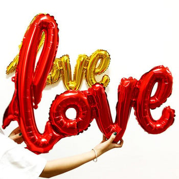 Love Balloon Red Letter Τετράγωνο Αλουμινόχαρτο Μπαλόνι DIY μεταλλικό πάνελ φόντου Διακοσμεί μπαλόνι γάμου για την ημέρα του Αγίου Βαλεντίνου