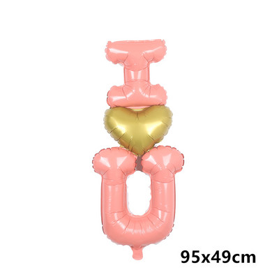 Mīlestības balons Sarkano burtu kvadrātveida alumīnija folijas balons DIY metāla fona panelis rotā kāzu Valentīna dienas ballītes balonu