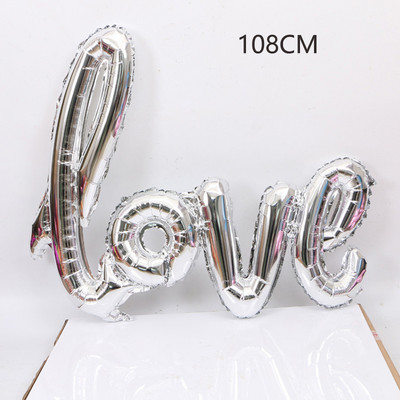 Mīlestības balons Sarkano burtu kvadrātveida alumīnija folijas balons DIY metāla fona panelis rotā kāzu Valentīna dienas ballītes balonu