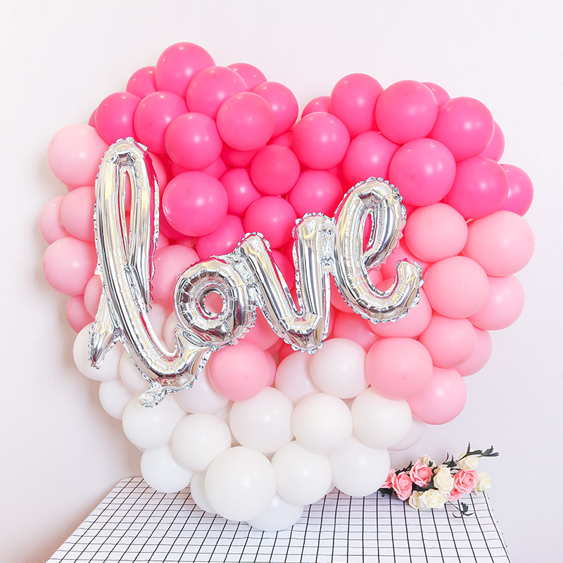 Mīlestības balons Sarkano burtu kvadrātveida alumīnija folijas balons DIY metāla fona panelis rotā kāzu Valentīna dienas ballītes balonu