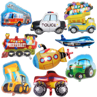 DIY desene animate Mașină Avion Navă Tren Camion de pompieri Baloane din folie Cadouri pentru copii Baby Shower Decor pentru petrecerea de naștere Jucării Bile cu heliu