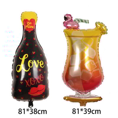 Sticlă de vin Jumbo Ruj Balon din folie Nuntă Te iubesc Sărută-mă Gură Ornament cu bile de heliu Ziua Îndrăgostiților Balon jucărie pentru adulți