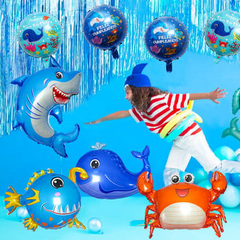 Octopus Crab Shark Foil Balloon Sea Animal Balloons Baby Shower Ocean World Θέμα Παιδικά Διακοσμήσεις για πάρτι γενεθλίων Παιδικά παιχνίδια δώρα