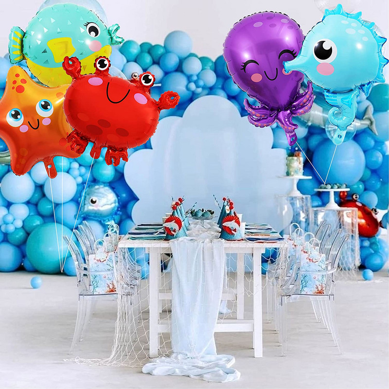 Octopus Crab Shark Foil Balloon Sea Animal Balloons Baby Shower Ocean World Θέμα Παιδικά Διακοσμήσεις για πάρτι γενεθλίων Παιδικά παιχνίδια δώρα