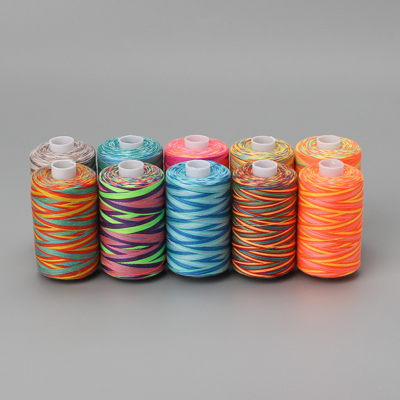 300/1000 jardų rankinio dygsnio pjūviu dažyti vaivorykštės siuvimo ir dygsniavimo siūlai 402 poliesterio siūlai rankdarbiams ir mašinoms