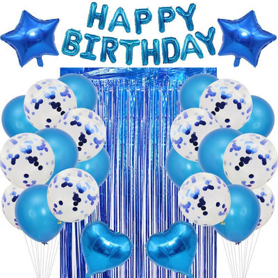 Set de decorațiuni pentru ziua de naștere din aur negru și trandafir, 26 buc. Litere, baloane pentru mulți ani, decorație pentru petrecerea de naștere, paiete, latex, heliu