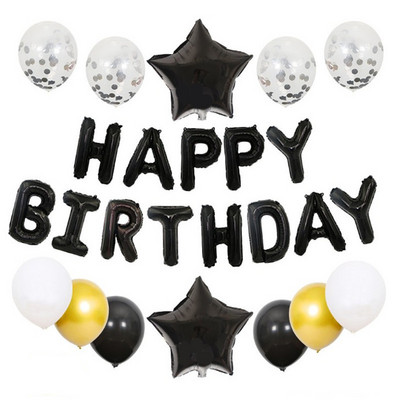 25gab/komplekts Happy Birthday Balloon Sudraba Zelta hēlija Balons Baby Shower Dekoratīvie piederumi dzimšanas dienas svinībām