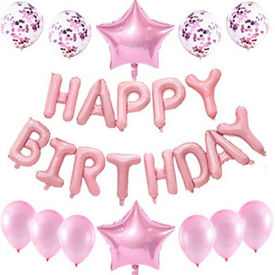 25gab/komplekts Happy Birthday Balloon Sudraba Zelta hēlija Balons Baby Shower Dekoratīvie piederumi dzimšanas dienas svinībām
