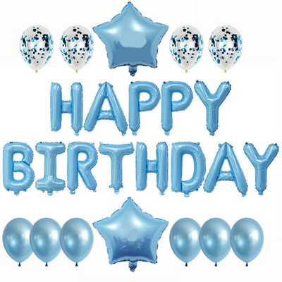 25gab/komplekts Happy Birthday Balloon Sudraba Zelta hēlija Balons Baby Shower Dekoratīvie piederumi dzimšanas dienas svinībām