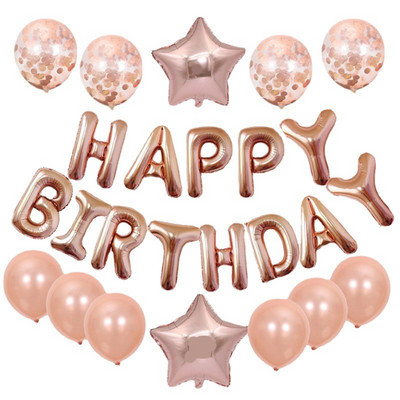 25gab/komplekts Happy Birthday Balloon Sudraba Zelta hēlija Balons Baby Shower Dekoratīvie piederumi dzimšanas dienas svinībām