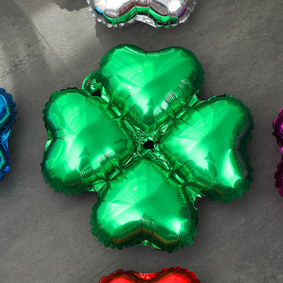 Jauni četru lapu āboliņa alumīnija folijas balons sarkans zaļš sudrabs zelta balons dzimšanas dienas svinību dekorācijas atklāšanas svinību piederumi