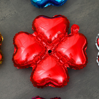 Jauni četru lapu āboliņa alumīnija folijas balons sarkans zaļš sudrabs zelta balons dzimšanas dienas svinību dekorācijas atklāšanas svinību piederumi