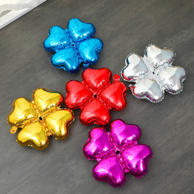 Jauni četru lapu āboliņa alumīnija folijas balons sarkans zaļš sudrabs zelta balons dzimšanas dienas svinību dekorācijas atklāšanas svinību piederumi