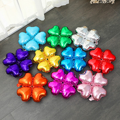 Jauni četru lapu āboliņa alumīnija folijas balons sarkans zaļš sudrabs zelta balons dzimšanas dienas svinību dekorācijas atklāšanas svinību piederumi