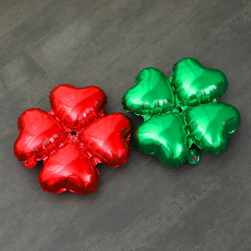 Jauni četru lapu āboliņa alumīnija folijas balons sarkans zaļš sudrabs zelta balons dzimšanas dienas svinību dekorācijas atklāšanas svinību piederumi