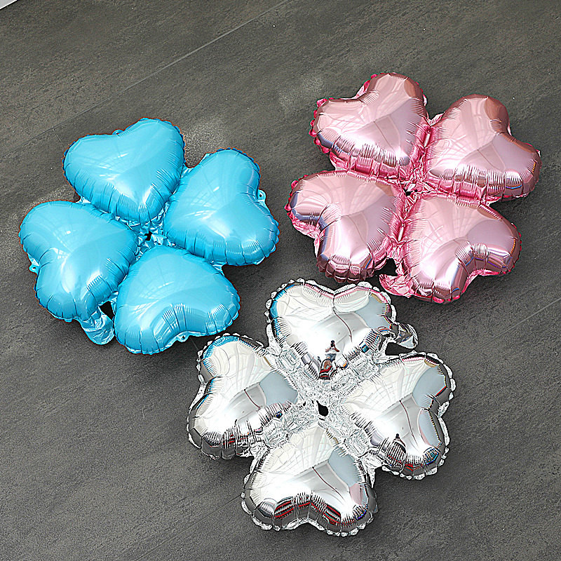 Jauni četru lapu āboliņa alumīnija folijas balons sarkans zaļš sudrabs zelta balons dzimšanas dienas svinību dekorācijas atklāšanas svinību piederumi