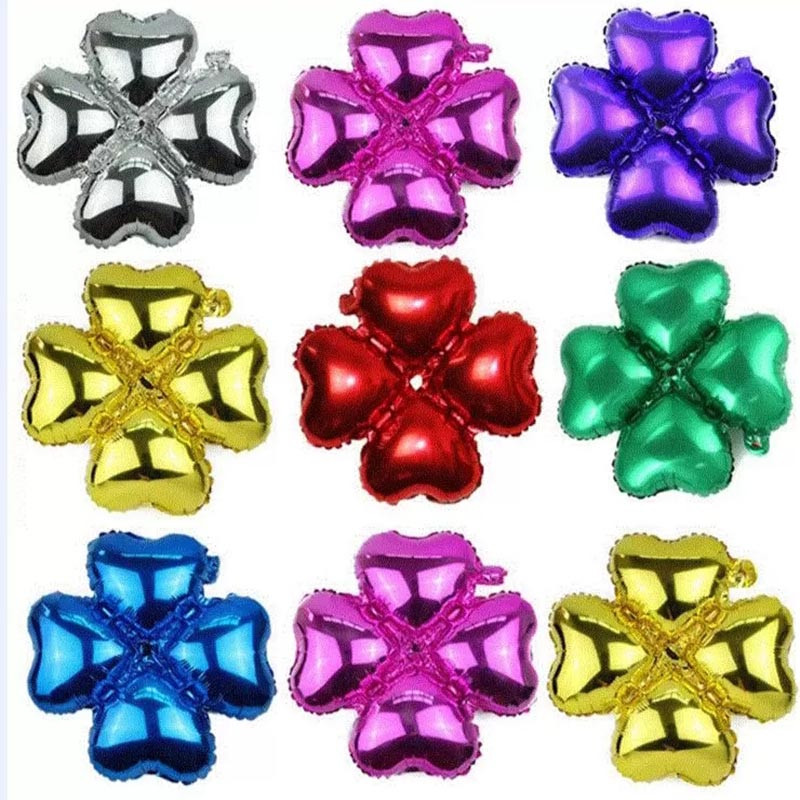 Jauni četru lapu āboliņa alumīnija folijas balons sarkans zaļš sudrabs zelta balons dzimšanas dienas svinību dekorācijas atklāšanas svinību piederumi