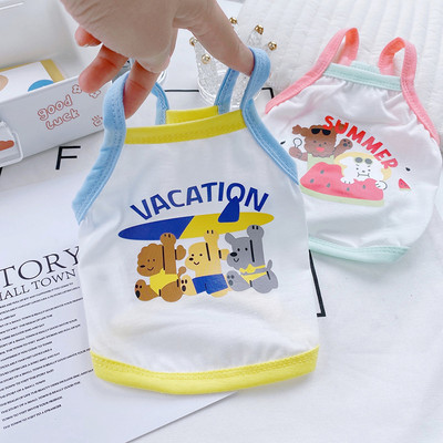 Kisállat Kutya Sling Rajzfilm Kutyaruhák Nyári, mint Medve Puha Mellény Vékony rész Otthoni Ruhák Kölyökkutya Aranyos Napvédő Ruházat
