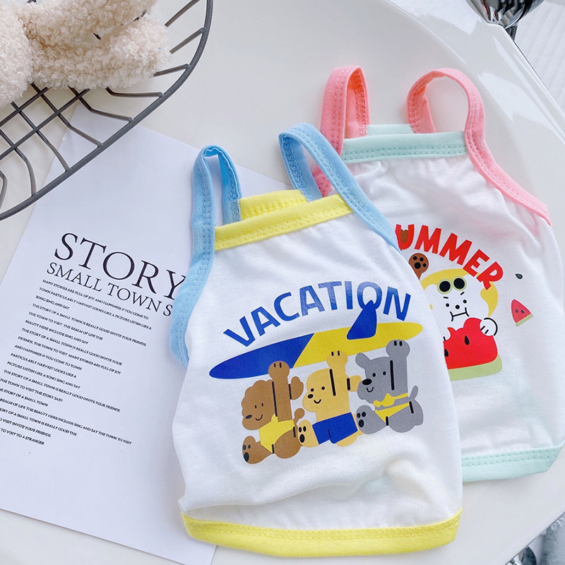 Kisállat Kutya Sling Rajzfilm Kutyaruhák Nyári, mint Medve Puha Mellény Vékony rész Otthoni Ruhák Kölyökkutya Aranyos Napvédő Ruházat