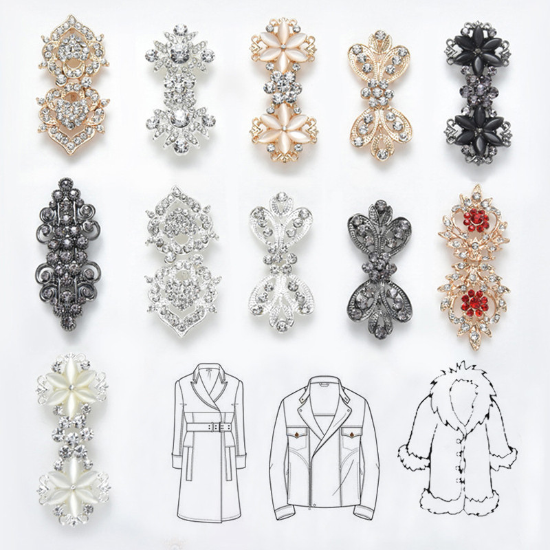 Retro Rhinestone piespraudes Sieviešu jaka džemperis Blūze Šalle Saspraudes Krekls Apkakle Ziedu Raksts Pīļu Saspraudes Aizdares