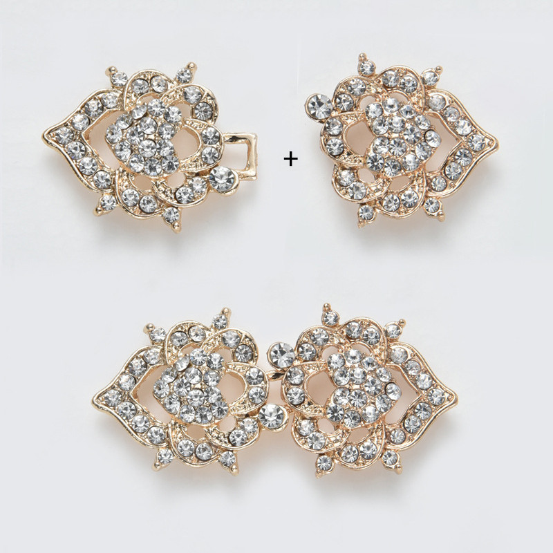 Retro Rhinestone piespraudes Sieviešu jaka džemperis Blūze Šalle Saspraudes Krekls Apkakle Ziedu Raksts Pīļu Saspraudes Aizdares