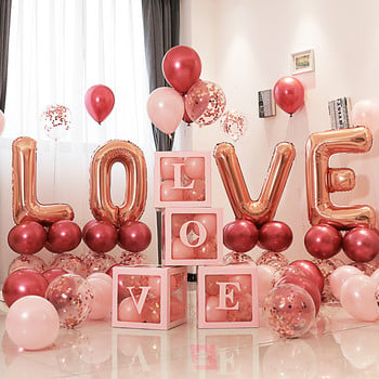 Κόκκινο ροζ χρυσό LOVE Letter Foil Balloon Νυφικός Γάμος Διακοσμήσεις για πάρτι γενεθλίων για την ημέρα του Αγίου Βαλεντίνου Γυαλί κρασιού Φωτογραφία Στήριγμα προμήθειες