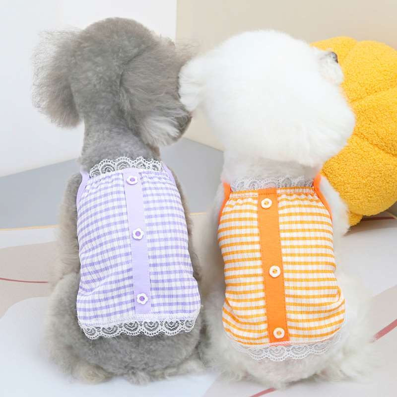 Καλοκαιρινά ρούχα για σκύλους για κατοικίδια Σκύλος για κουτάβι πουκάμισο γιλέκο γάτας Δαντέλα από τούλι Ρούχα για κατοικίδια Τσιουάουα Tshirt Puppy Γιλέκο Γιορκσάιρ Ρόπα Πέρρο